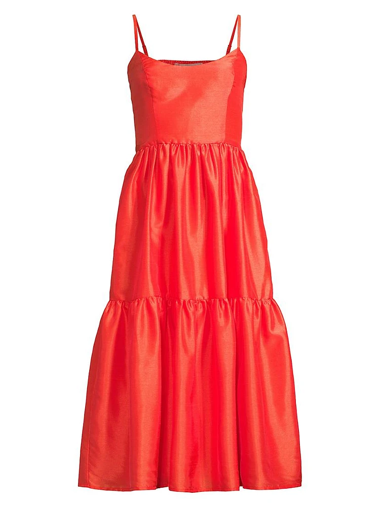 Tommy Taffeta Tiered Midi-Dress