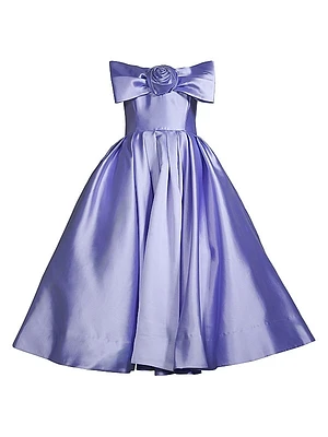 Siriana Satin Rosette Flared Gown