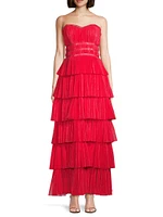 Evi Tulle Ruffled Strapless Gown