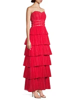 Evi Tulle Ruffled Strapless Gown