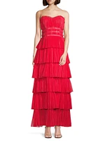 Evi Tulle Ruffled Strapless Gown