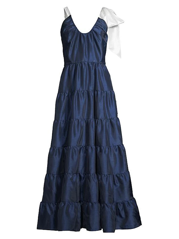 Alessa Taffeta Tiered Maxi Dress