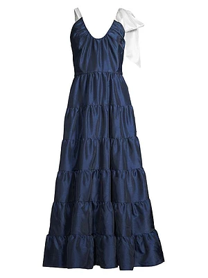 Alessa Taffeta Tiered Maxi Dress