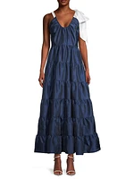 Alessa Taffeta Tiered Maxi Dress