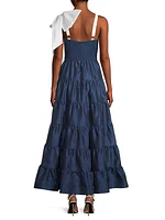 Alessa Taffeta Tiered Maxi Dress