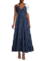 Alessa Taffeta Tiered Maxi Dress