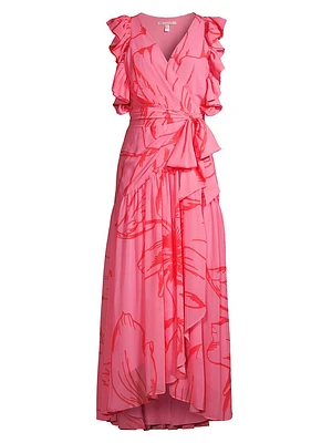 Beck Chiffon Floral Wrap Maxi Dress