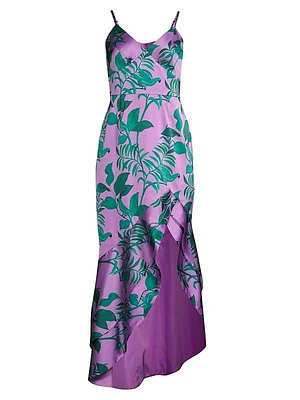 Angel Ruffled Satin High-Low Gown
