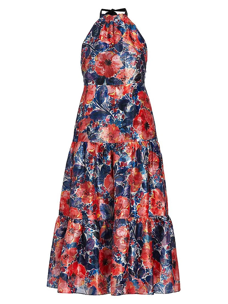 Hayden Poppy Jacquard Midi-Dress