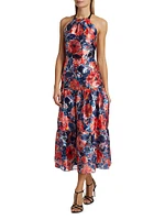 Hayden Poppy Jacquard Midi-Dress