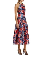 Hayden Poppy Jacquard Midi-Dress