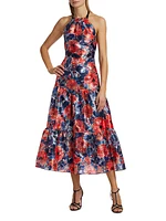 Hayden Poppy Jacquard Midi-Dress