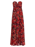 River Windmill Floral Strapless Maxi Dress