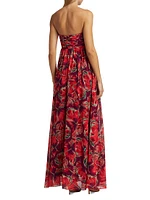 River Windmill Floral Strapless Maxi Dress