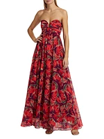 River Windmill Floral Strapless Maxi Dress