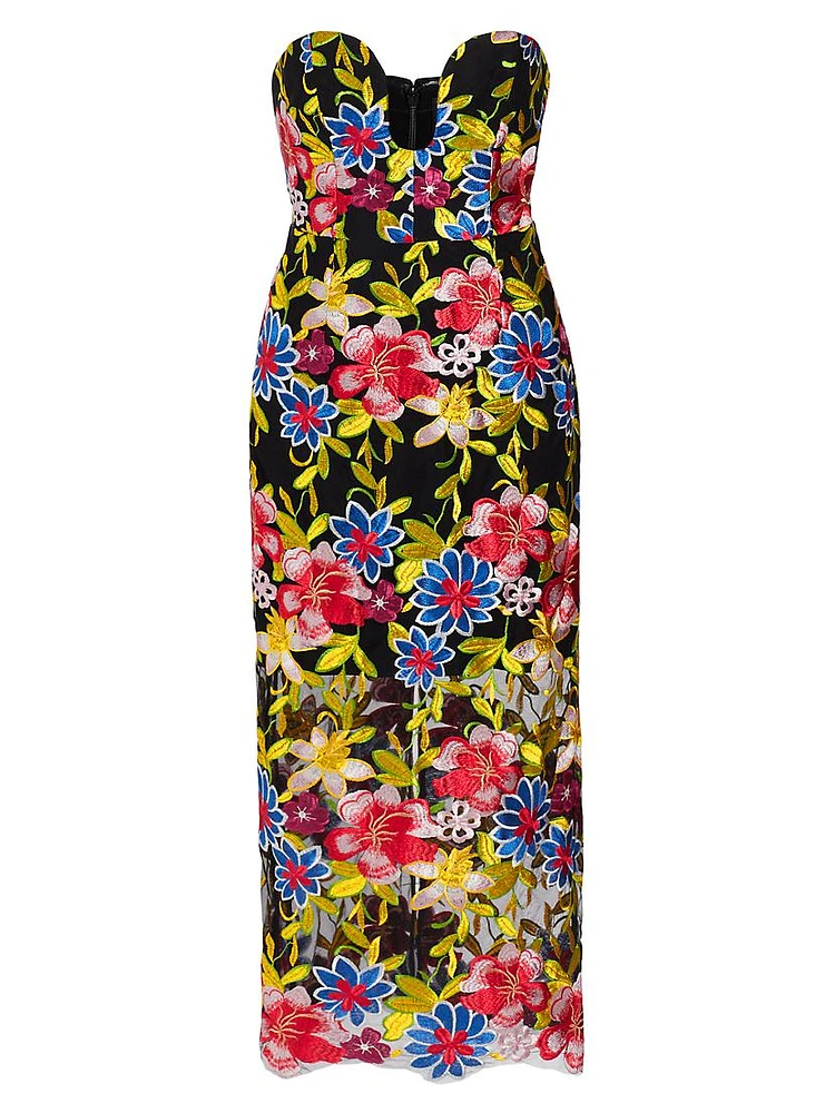 Artem Embroidered Strapless Midi-Dress