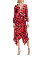 Liora Windmill Floral Pleated Midi-Dress