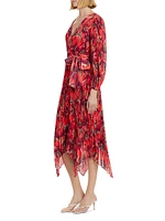 Liora Windmill Floral Pleated Midi-Dress