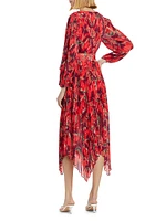 Liora Windmill Floral Pleated Midi-Dress