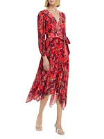 Liora Windmill Floral Pleated Midi-Dress