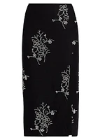 Santanna Floral Beaded Midi-Skirt