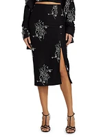 Santanna Floral Beaded Midi-Skirt