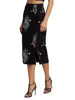 Santanna Floral Beaded Midi-Skirt