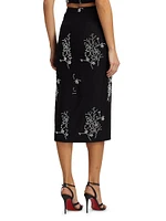 Santanna Floral Beaded Midi-Skirt