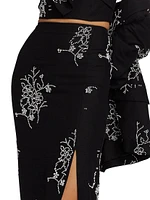 Santanna Floral Beaded Midi-Skirt