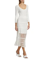 Sheer Rib-Knit Midi-Dress