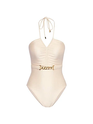 Leila Halter Belted One-Piece Swimsuit