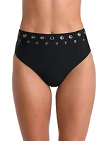 Solids Vanessa Grommet High-Waisted Bikini Bottom