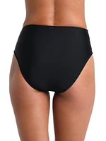 Solids Vanessa Grommet High-Waisted Bikini Bottom