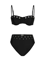 Solids Vanessa Grommet High-Waisted Bikini Bottom