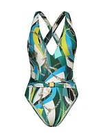 Belt Swirl Lisa Plunge One-Piece Swimsuit