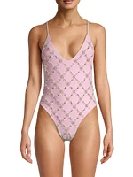 Rose Hand Embroidered One-Piece Swimsuit