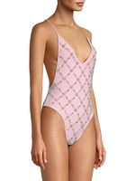 Rose Hand Embroidered One-Piece Swimsuit