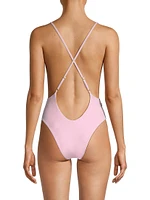 Rose Hand Embroidered One-Piece Swimsuit