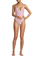 Rose Hand Embroidered One-Piece Swimsuit