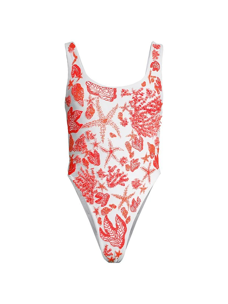 Juna Crystal-Embroidered One-Piece Swimsuit