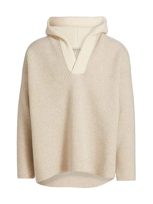 Wool V-Neck Hoodie