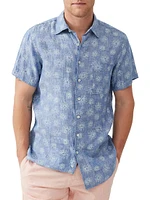 Carleton Floral-Embroidered Linen Shirt