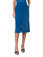 Washed Stretch Corduroy Knee-Length Skirt