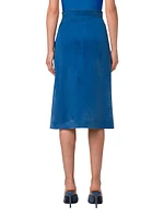 Washed Stretch Corduroy Knee-Length Skirt