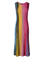 Colorblock Wool Rib-Knit Midi-Dress