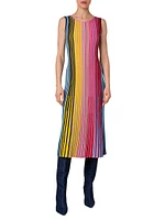 Colorblock Wool Rib-Knit Midi-Dress