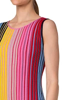 Colorblock Wool Rib-Knit Midi-Dress