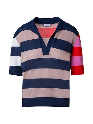 Colorblock Striped Polo Sweater