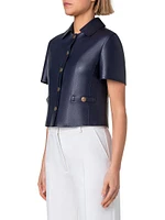 Pin-Dot Perforated Leather Crop Jacket