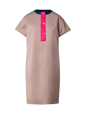 Colorblocked Stretch Cotton Gabardine Dress